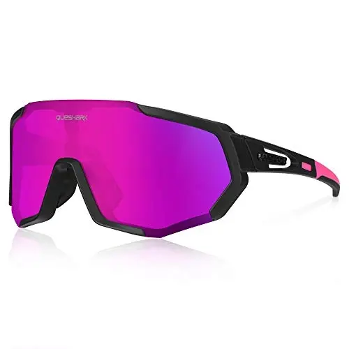 Queshark Bisiklet Gözlüğü, Erkekler Kadınlar için Spor Güneş Gözlüğü, 1 Polarize 2 HD Lens, Bisiklet Koşu için Polarize Güneş Gözlüğü 
