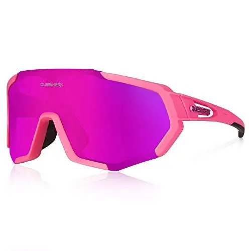 Queshark Bisiklet Gözlüğü, Erkekler ve Kadınlar için Spor Güneş Gözlüğü, 1 Polarize 2 HD Lens, Bisiklet ve Koşu için Polarize Güneş Gözlüğü 