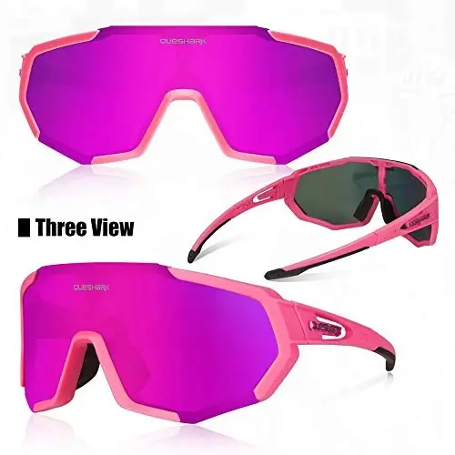 Queshark Bisiklet Gözlüğü, Erkekler ve Kadınlar için Spor Güneş Gözlüğü, 1 Polarize 2 HD Lens, Bisiklet ve Koşu için Polarize Güneş Gözlüğü - 2
