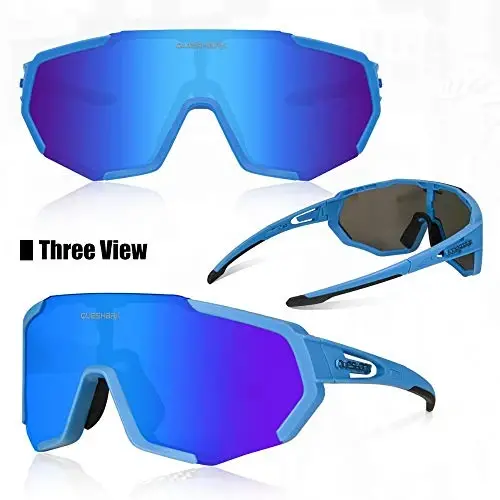 Queshark Bisiklet Gözlükleri, Erkekler Kadınlar için Spor Güneş Gözlükleri, 1 Polarize 2 HD Lens, Bisiklet Koşu için Polarize Güneş Gözlükleri - QUESHARK (1)
