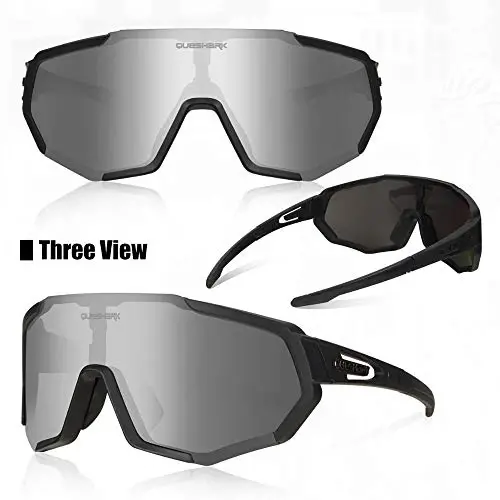 Queshark Bisiklet Gözlükleri, Erkekler Kadınlar için Spor Güneş Gözlükleri, 1 Polarize 2 HD Lens, Bisiklet Koşusu için Polarize Güneş Gözlükleri - 2