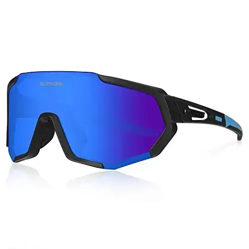 Queshark Cycling Glasses, Sports Sunglasses for Men Women, 1 Polarized 2 HD Lens, Polarized Sunglasses for Cycling Running 