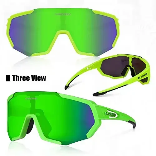 Queshark Cycling Glasses, Sports Sunglasses for Men Women, 1 Polarized 2 HD Lens, Polarized Sunglasses for Cycling Running - 10