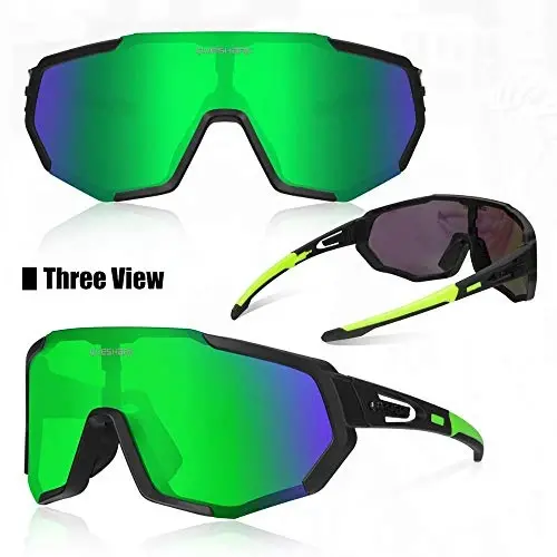 Queshark Cycling Glasses, Sports Sunglasses for Men Women, 1 Polarized 2 HD Lens, Polarized Sunglasses for Cycling Running - 2