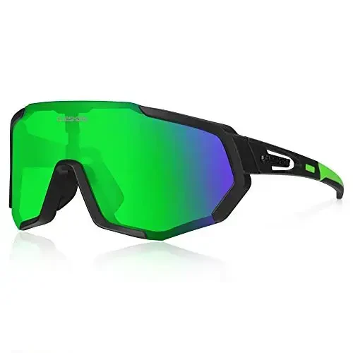 Queshark Velosiped ko'zoynaklari, erkaklar va ayollar uchun sport quyoshdan saqlaydigan ko'zoynaklar, 1 polarizatsiyalangan 2 HD linzalari, velosipedda yugurish uchun polarizatsiyalangan quyoshdan saqlaydigan ko'zoynaklar 