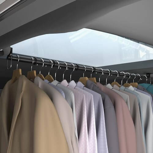 Qufiona Car Clothes Hanger Bar - Heavy Duty Car Clothes Rack Expanded to 65 Inches - Adjustable Telescopic Clothes Rod for Car, Travel, Suv, Truck, Automotive - 1