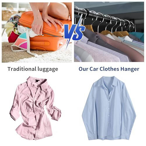 Qufiona Car Clothes Hanger Bar - Heavy Duty Car Clothes Rack Expanded to 65 Inches - Adjustable Telescopic Clothes Rod for Car, Travel, Suv, Truck, Automotive - 4