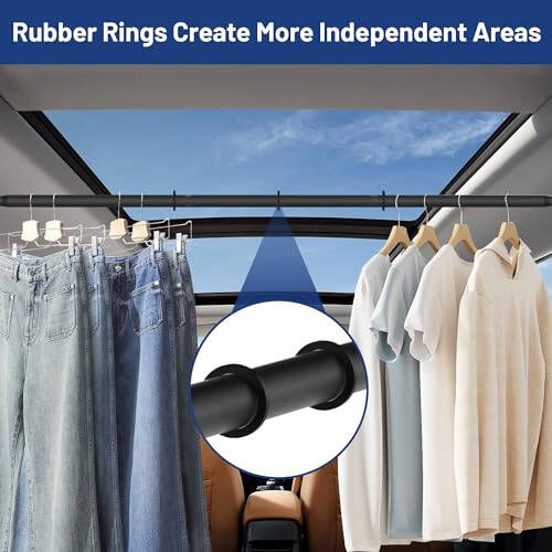 Qufiona Car Clothes Hanger Bar 30-64 Inches - Heavy Duty Wrinkle Free Clothes Rod for Car Travel - Adjustable Telescopic Clothes Rack for Car, Suv, Truck, Vehicles, Automotive - 6