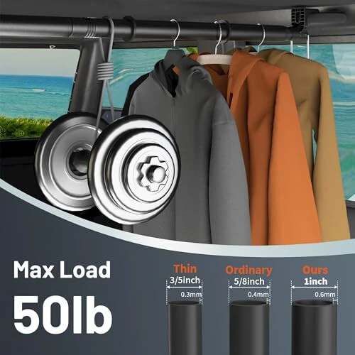 Qufiona Car Clothes Hanger Bar 30-64 Inches - Heavy Duty Wrinkle Free Clothes Rod for Car Travel - Adjustable Telescopic Clothes Rack for Car, Suv, Truck, Vehicles, Automotive - Qufiona (1)