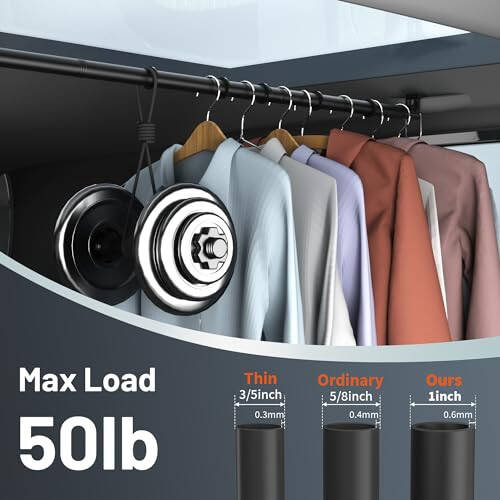 Qufiona Car Clothes Hanger Bar - Heavy Duty Car Clothes Rack Expanded to 65 Inches - Adjustable Telescopic Clothes Rod for Car, Travel, Suv, Truck, Automotive - 2