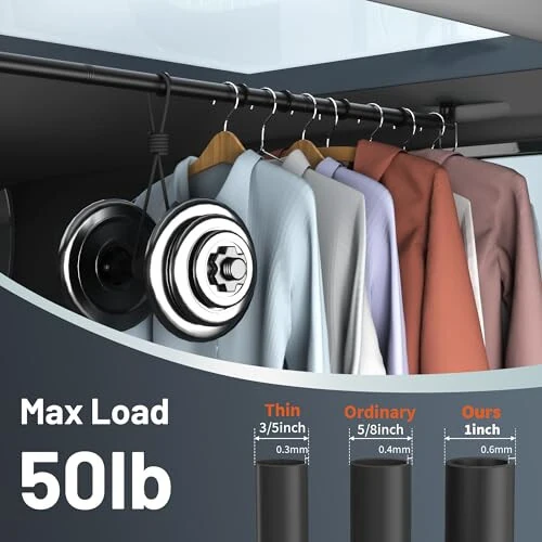 Qufiona Car Clothes Hanger Bar - Heavy Duty Car Clothes Rack Expanded to 65 Inches - Adjustable Telescopic Clothes Rod for Car, Travel, Suv, Truck, Automotive - 2