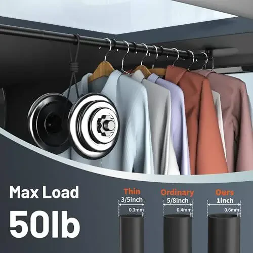 Qufiona Car Clothes Hanger Bar - Heavy Duty Car Clothes Rack Expanded to 65 Inches - Adjustable Telescopic Clothes Rod for Car, Travel, Suv, Truck, Automotive - 2