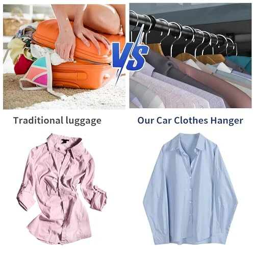 Qufiona Car Clothes Hanger Bar - Heavy Duty Car Clothes Rack Expanded to 65 Inches - Adjustable Telescopic Clothes Rod for Car, Travel, Suv, Truck, Automotive - 4