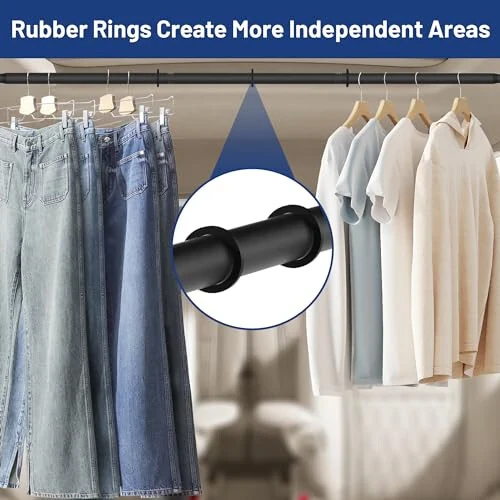 Qufiona Car Clothes Hanger Bar - Heavy Duty Car Clothes Rack Expanded to 65 Inches - Adjustable Telescopic Clothes Rod for Car, Travel, Suv, Truck, Automotive - 6