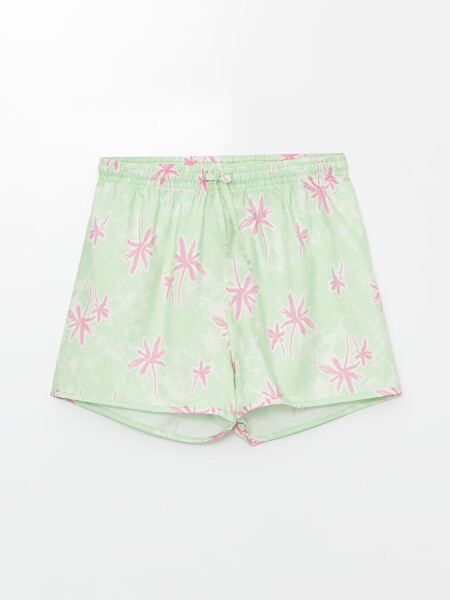 Quick-Dry Elastic Waist Girls' Swim Shorts-Green - 1