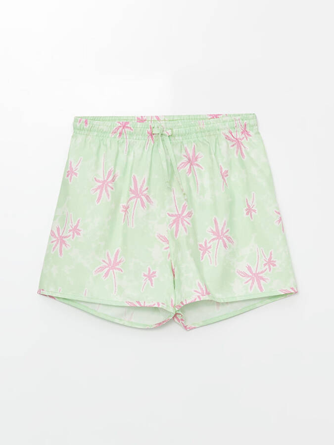 Quick-Dry Elastic Waist Girls' Swim Shorts-Green - 1