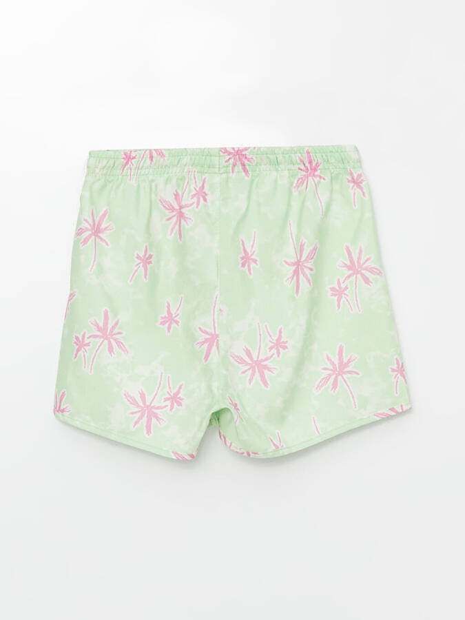 Quick-Dry Elastic Waist Girls' Swim Shorts-Green - 2