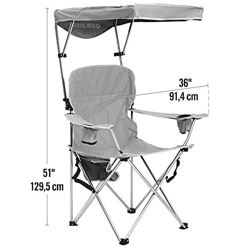 Quik Shade Full Size Shade Folding Chair for Camping, Polyester, Arm Rest|Foldable, Royal Blue, 2'L x 3'W x 4.3'H (160048DS) - 3