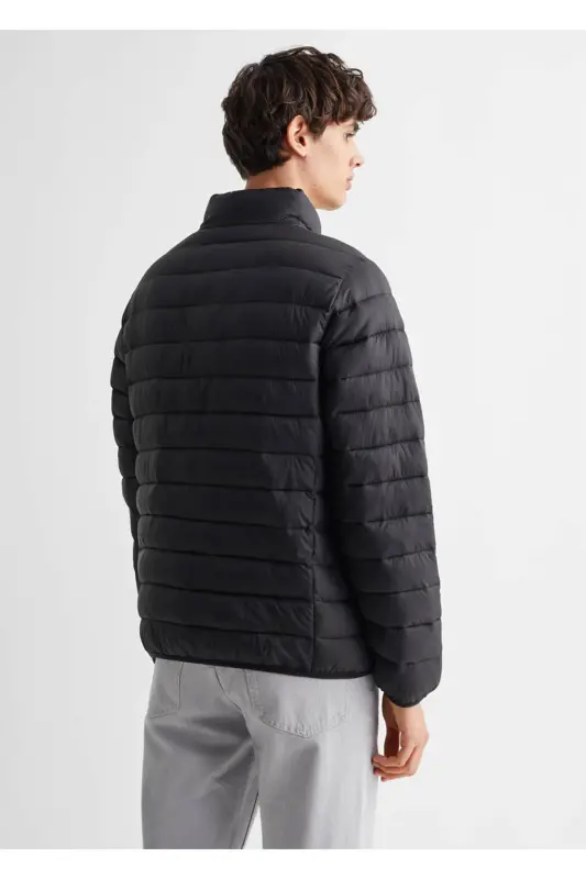 Quilted anorak with side zip - Black - 4