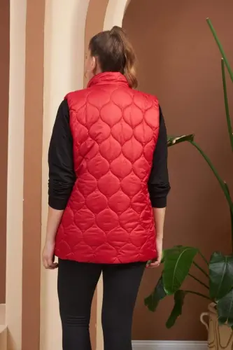 Quilted Plus Size Red Vest - 4