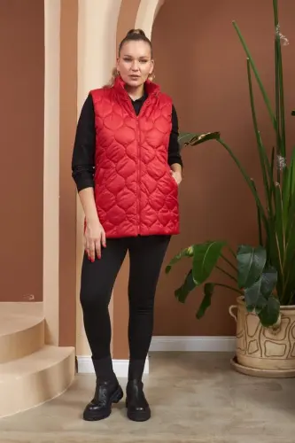 Quilted Plus Size Red Vest - 5