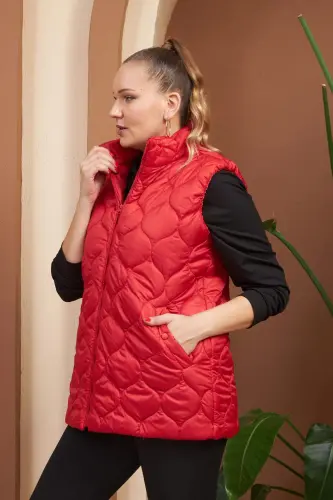 Quilted Plus Size Red Vest - 6