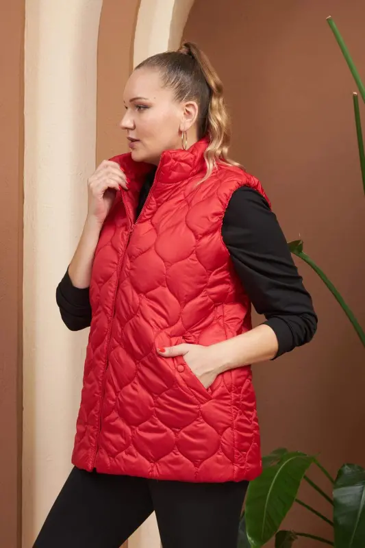 Quilted Plus Size Red Vest - 6