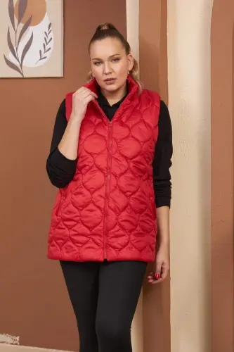 Quilted Plus Size Red Vest - 1