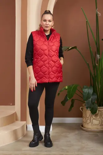 Quilted Plus Size Red Vest - 8