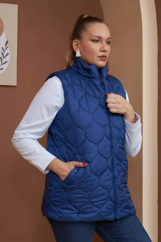 Quilted Plus Size Sax Vest - 2