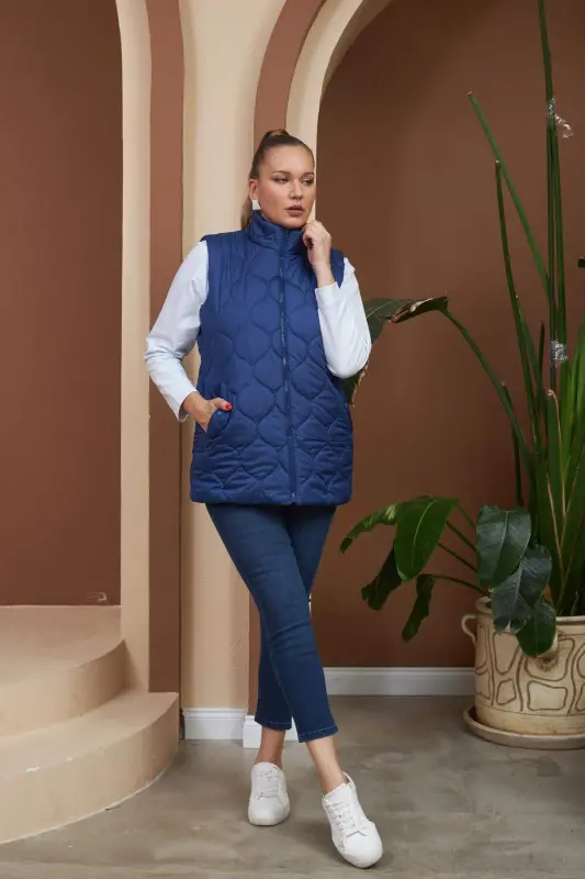 Quilted Plus Size Sax Vest - 5