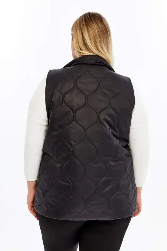 Quilted Plus Size Vest Black - 5