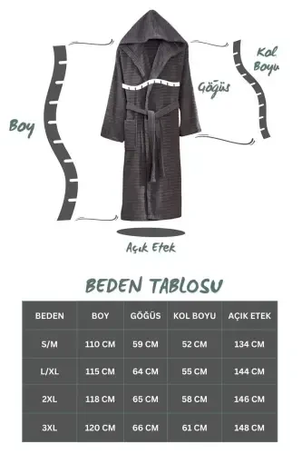 Quina Beige Anthracite Hooded Oversize Bathrobe Set-Beige - 9