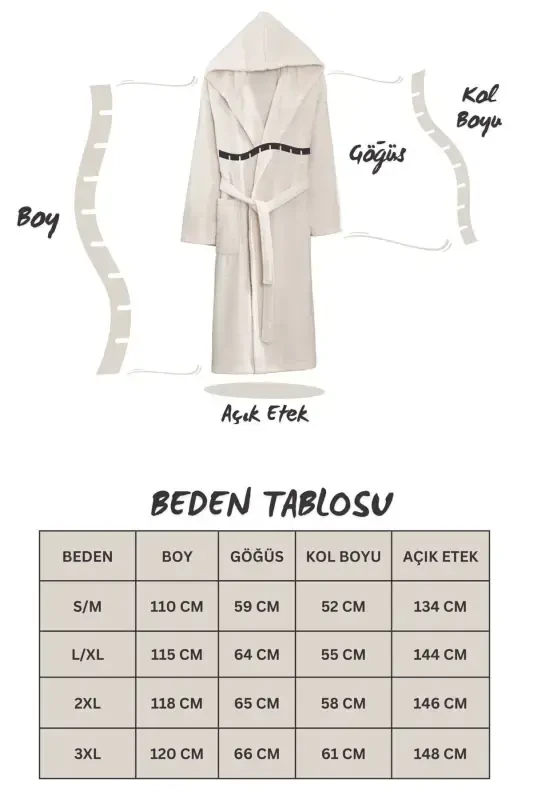 Quina Beige Tile Hooded Oversize Bathrobe Set-Beige - 3