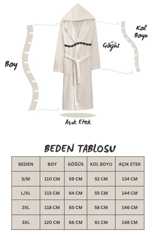 Quina Bej Antrasit Kapüşonlu Oversize Bornoz Seti - Bej-Antrasit - 18