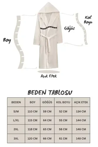 Quina Bej Antrasit Kapüşonlu Oversize Xalat Komplekti - Bej - 7