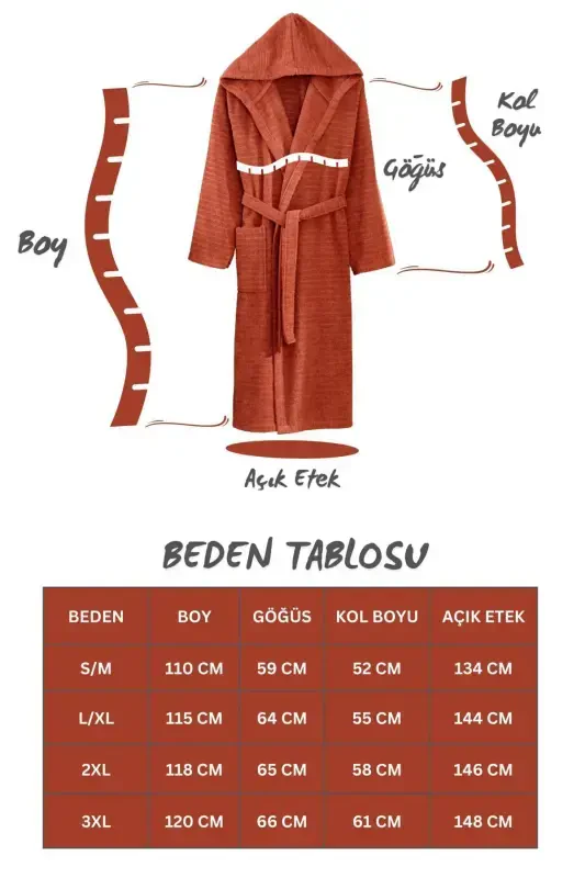 Quina Bej Kiremit Kapüşonlu Oversize Xalat Komplekti-Bej - 4