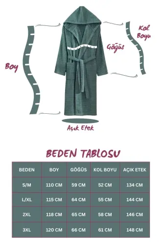 Quina Green Anthracite Hooded Oversize Bathrobe Set-Green - 18