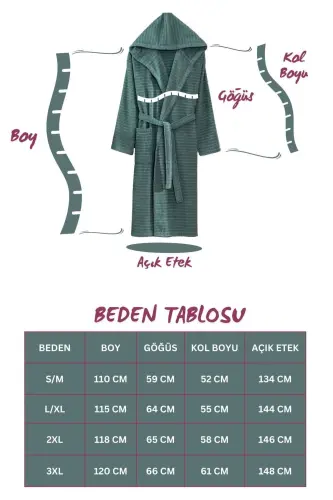 Quina Green Beige Hooded Oversize Bathrobe Set - Green - 7