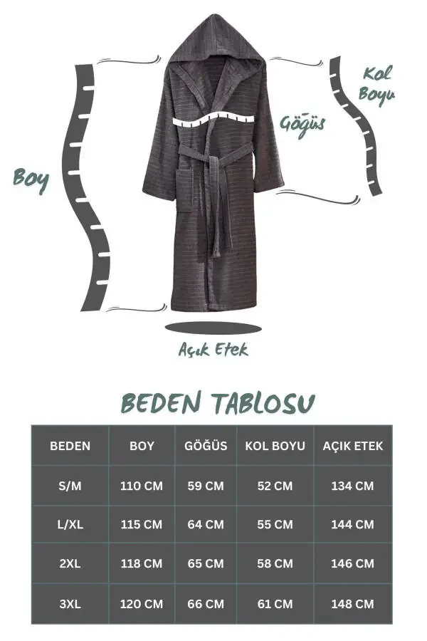 Quina Kiremit Anthracite Hooded Oversize Bathrobe Set - 8