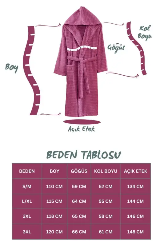 Quina Plum Anthracite Hooded Oversize Bathrobe Set-Plum - 7