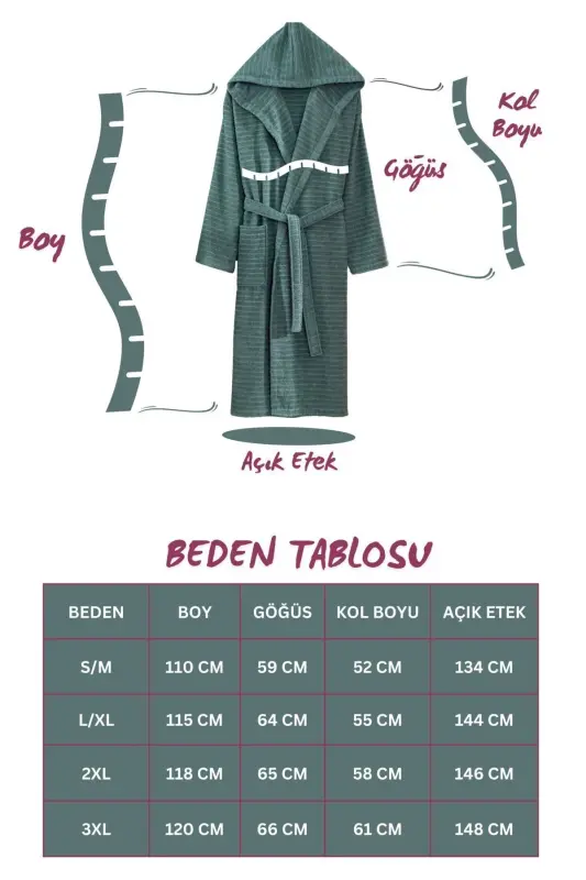 Quina Yashil Antratsit Kapüşonli Oversize Xalat Komplekti-Yashil - 15