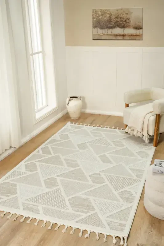 Quincey Bukleli Soft Plush Rug Shaggy Cream Kids Room Living Room Lounge Kitchen Carpet-CREAM - 1