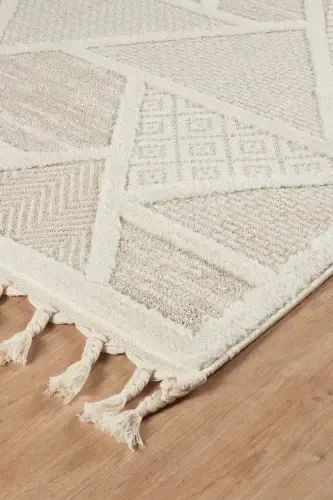 Quincey Bukleli Soft Plush Rug Shaggy Cream Kids Room Living Room Lounge Kitchen Carpet-CREAM - 3