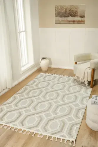 Quincey Bukleli Yumshoq Peluş Post Shaggy Krem Bolalar Xonasi Mehmonxonasi Salon Oshxona Gilami-KREM GRİ - 1