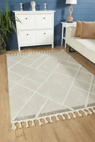 Quincey Bukleli Yumuşak Peluş Post Shaggy Krem Çocuk Odası Oturma Odası Salon Mutfak Halısı-Bej - 3