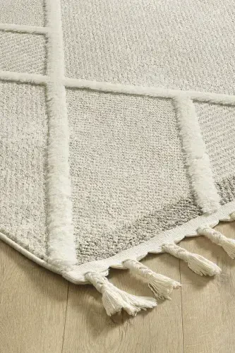 Quincey Bukleli Yumuşak Peluş Post Shaggy Krem Çocuk Odası Oturma Odası Salon Mutfak Halısı-Bej - 5