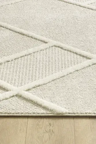 Quincey Bukleli Yumuşak Peluş Post Shaggy Krem Çocuk Odası Oturma Odası Salon Mutfak Halısı-Bej - 6