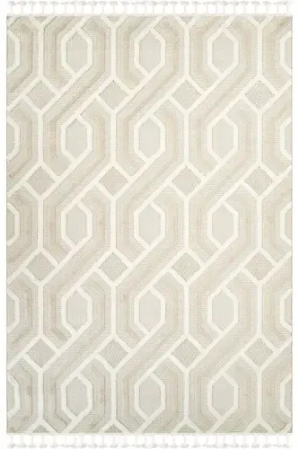 Quincey Bukleli Yumuşak Peluş Post Shaggy Krem Çocuk Odası Oturma Odası Salon Mutfak Halısı-KREM GRİ - VENUCCI HOME & LIVING (1)