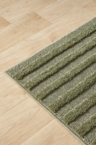 Quincey Bukleli Yumuşak Peluş Post Shaggy Krem Çocuk Odası Oturma Odası Salon Mutfak Halısı-Yeşil - 3